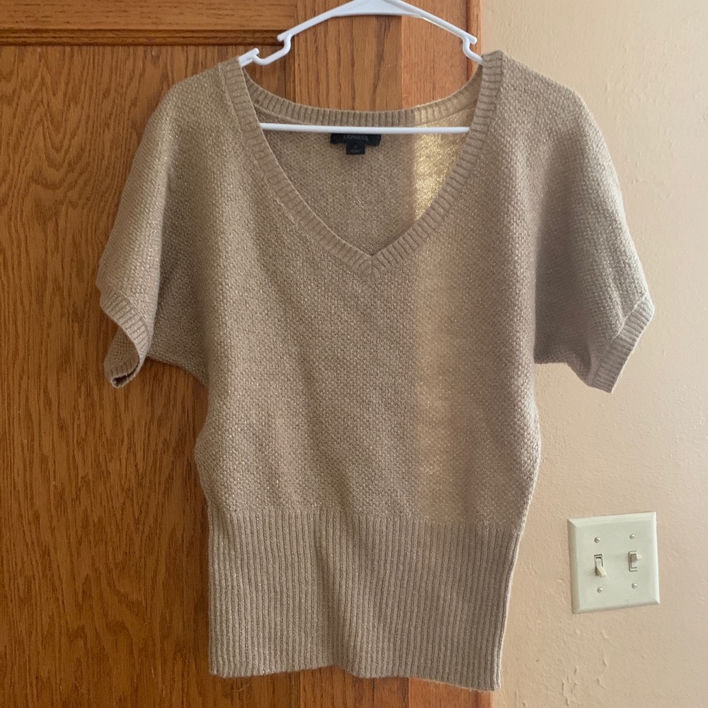 Gold sparkly short sleeve sweater